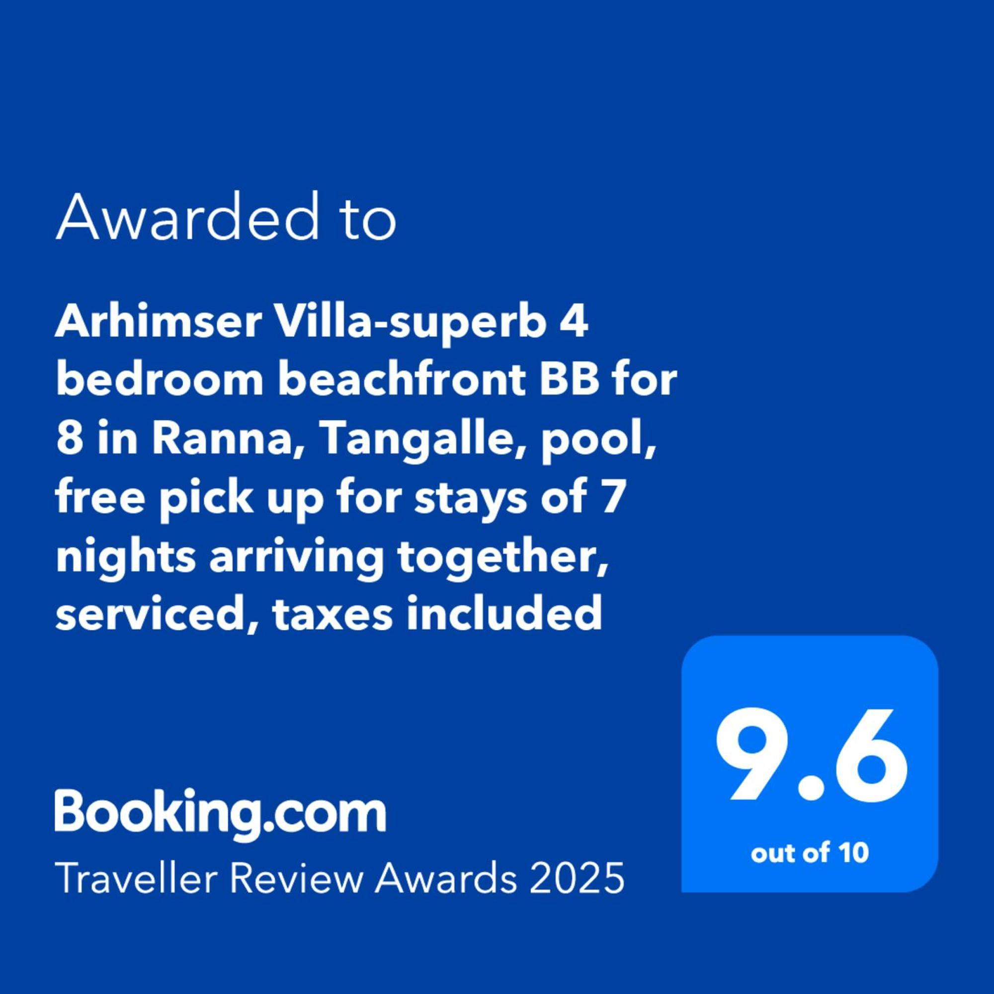Arhimser Villa-Superb 4 Bedroom Beachfront For 8 In Ranna, Tangalle, Bb, Pool, Free Pick Up For 7 Night Stays Arriving Together, Serviced, Taxes Included Extérieur photo